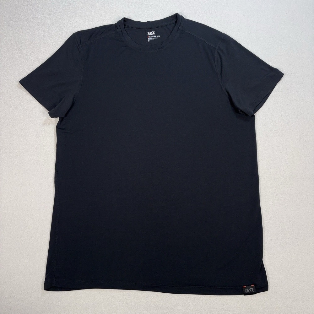 Saxx Sleepwalker T-Shirt‎ Men's M Black Stretch Soft Comfort Lounge Pyjama Pj